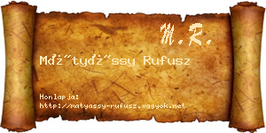 Mátyássy Rufusz névjegykártya
